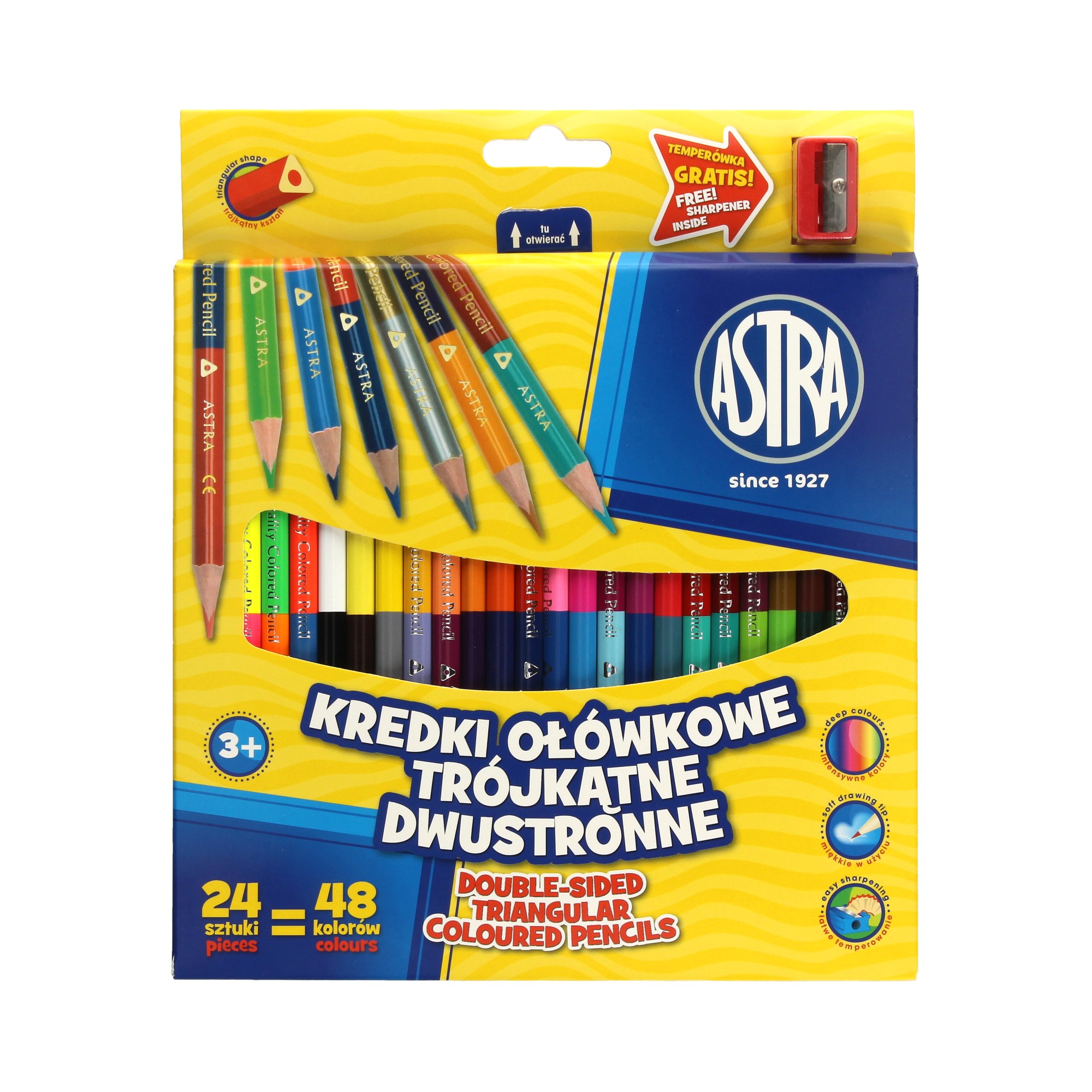 Creioane colorate 24 buc/set doua capete 48 culori+ascutitoare ASTRA Astra imagine 2022 depozituldepapetarie.ro